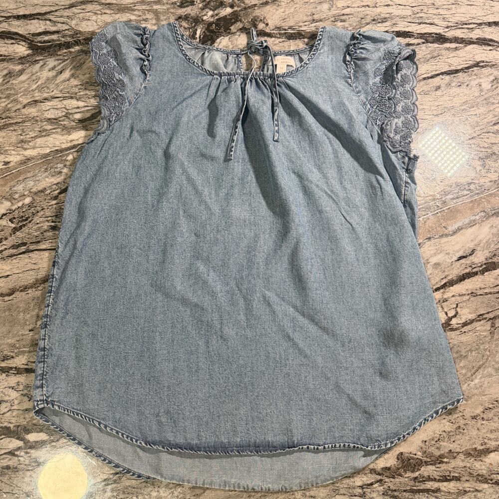 Lauren Conrad Women's Casual Blouse Top Fashion Shirt - Blue - Medium